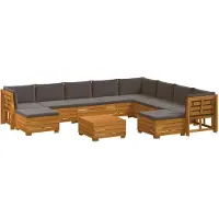 vidaXL Outdoor-Sofagarnitur 11 Stück Braun Massivholz Akazie