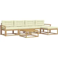 vidaXL Outdoor-Sofagarnitur 6 Stk. Weiß und Creme Polyester