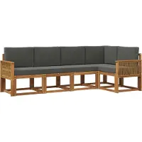 vidaXL Outdoor-Sofagarnitur 5 Stk. Natur und Anthrazit Polyester