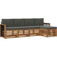 vidaXL Outdoor-Sofagarnitur mit Kissen 5 pcs Natur und Anthrazit