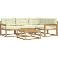 vidaXL Outdoor-Sofagarnitur 5 stk. Weiß und Creme Polyester