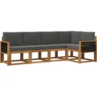 vidaXL Outdoor-Sofagarnitur 5 Stk. Natur und Anthrazit Polyester