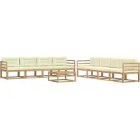 vidaXL Outdoor-Sofagarnitur 9 stk. Weiß und Creme Polyester