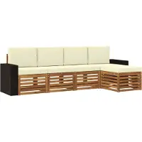 vidaXL Outdoor-Sofagarnitur 5 stk. Natur und Creme