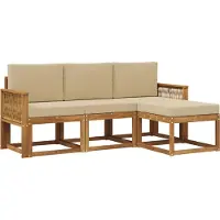 vidaXL Outdoor-Sofagarnitur 4 stk. Natur und Beige Polyester