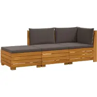vidaXL Outdoor-Sofagarnitur mit Kissen 3 Stück Braun Massivholz Akazie