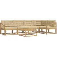vidaXL Outdoor-Sofagarnitur 6 stk. Weiß und Beige Polyester