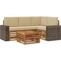 vidaXL Outdoor-Sofagarnitur 5 stk. Natur und Beige Polyester