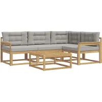 vidaXL Outdoor-Sofagarnitur 5 stk. Weiß und Hellgrau Polyester