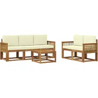 vidaXL Outdoor-Sofagarnitur 6 stk. Natur und Creme Polyester