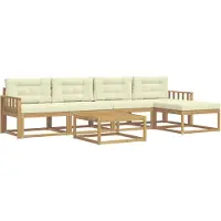 vidaXL Outdoor-Sofagarnitur 6 stk. Weiß und Creme Polyester