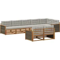 vidaXL Outdoor-Sofagarnitur mit Kissen 8 pcs Natürlich und Hellgrau