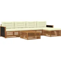 vidaXL Outdoor-Sofagarnitur 6 stk. Natur und Creme Polyester