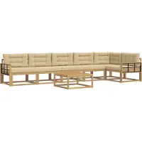 vidaXL Outdoor-Sofagarnitur 7 stk. Weiß und Beige Polyester
