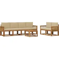vidaXL Outdoor-Sofagarnitur 7 Stk. Natur und Beige Polyester