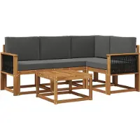 vidaXL Outdoor-Sofagarnitur 5 stk. Natur und Anthrazit Polyester