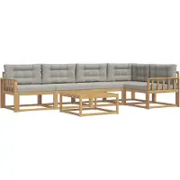 vidaXL Outdoor-Sofagarnitur 6 pcs Weiß und Hellgrau 79 x 79 x 37 cm