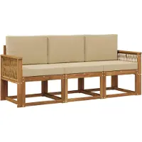 vidaXL Outdoor-Sofagarnitur 3 stk. Natur und Beige Polyester