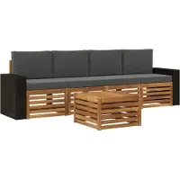 vidaXL Outdoor-Sofagarnitur 5 stk. Natur und Anthrazit