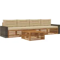 vidaXL Outdoor-Sofagarnitur 5 stk. Natur und Beige Massivholz Akazie
