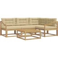vidaXL Outdoor-Sofagarnitur 5 stk. Weiß und Beige Polyester