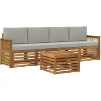 vidaXL Outdoor-Sofagarnitur 5 stk. Natürlich und Hellgrau