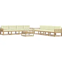 vidaXL Outdoor-Sofagarnitur 9 Stk. Weiß und Creme Polyester