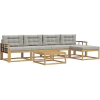 vidaXL Outdoor-Sofagarnitur 6 stk. Weiß und Hellgrau Polyester