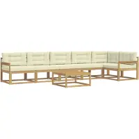 vidaXL Outdoor-Sofagarnitur 7 stk. Weiß und Creme Polyester