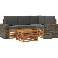 vidaXL Outdoor-Sofagarnitur 5 stk. Natur und Anthrazit Polyester