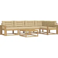 vidaXL Outdoor-Sofagarnitur 6 pcs Weiß und Beige 79 x 79 x 37 cm