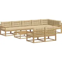 vidaXL Outdoor-Sofagarnitur 9 stk. Weiß und Beige Polyester