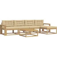 vidaXL Outdoor-Sofagarnitur 6 pcs Weiß und Beige 79 x 79 x 37 cm
