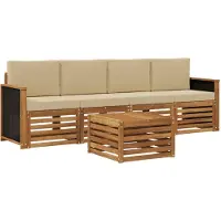 vidaXL Outdoor-Sofagarnitur 5 stk. Natur und Beige Massivholz Akazie