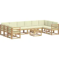 vidaXL Outdoor-Sofagarnitur 11 Stk. Weiß und Creme