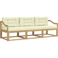 vidaXL Outdoor-Sofagarnitur 3 Stk. Weiß und Creme Polyester