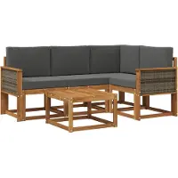 vidaXL Outdoor-Sofagarnitur 5 stk. Natur und Anthrazit Polyester