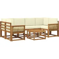vidaXL Outdoor-Sofagarnitur 7 Stk. Natur und Creme Polyester