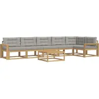 vidaXL Outdoor-Sofagarnitur 7 stk. Weiß und Hellgrau Polyester