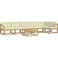 vidaXL Outdoor-Sofagarnitur 7 stk. Weiß und Creme Polyester
