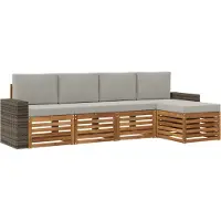 vidaXL Outdoor-Sofagarnitur 5 stk. Natürlich und Hellgrau