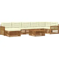 vidaXL Outdoor-Sofagarnitur mit Kissen 8 pcs Natur und Creme