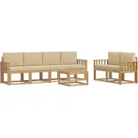 vidaXL Outdoor-Sofagarnitur 7 Stk. Weiß und Beige