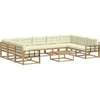 vidaXL Outdoor-Sofagarnitur 10 stk. Weiß und Creme