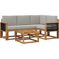 vidaXL Outdoor-Sofagarnitur 5 stk. Natürlich und Hellgrau Polyester