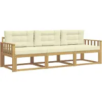 vidaXL Outdoor-Sofagarnitur 3 Stk. Weiß und Creme Polyester