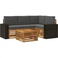 vidaXL Outdoor-Sofagarnitur 5 stk. Natur und Anthrazit Polyester
