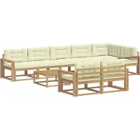 vidaXL Outdoor-Sofagarnitur 9 Stk. Weiß und Creme Polyester