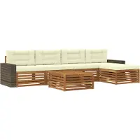 vidaXL Outdoor-Sofagarnitur 6 Stk. Natur und Creme Polyester