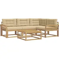 vidaXL Outdoor-Sofagarnitur 5 Stk. Weiß und Beige Polyester